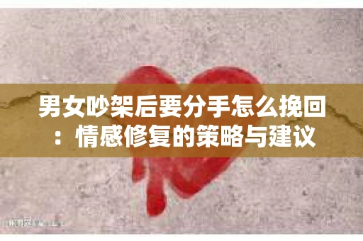 男女吵架后要分手怎么挽回：情感修复的策略与建议