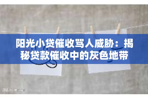阳光小贷催收骂人威胁：揭秘贷款催收中的灰色地带