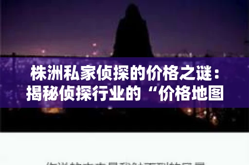 株洲私家侦探的价格之谜：揭秘侦探行业的“价格地图”
