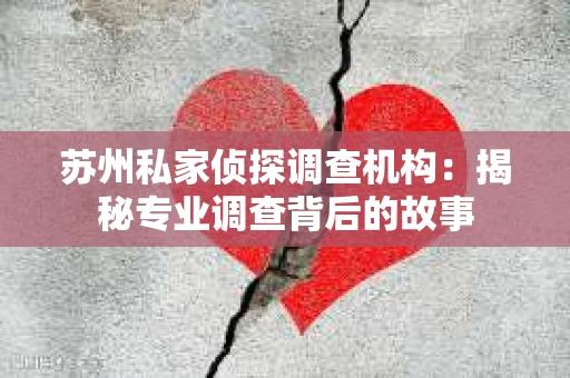 苏州私家侦探调查机构：揭秘专业调查背后的故事
