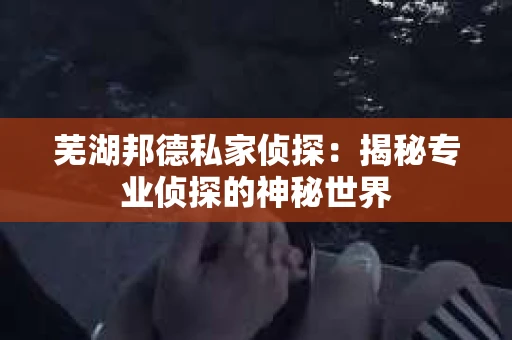 芜湖邦德私家侦探：揭秘专业侦探的神秘世界